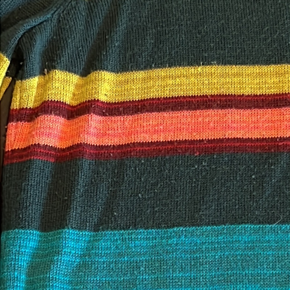 Free People fine-gauge multicolor striped rayon crewneck sweater-minor pilling - Picture 8 of 10